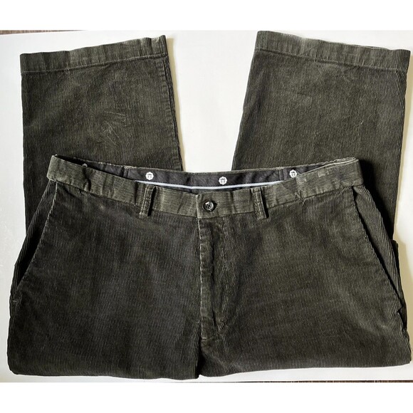 Haggar Corduroy Pants Mens 38x29 Green Premium Stretch Cord Classic Flex Waist - Picture 3 of 8